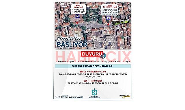 Cumhuriyet Parkı otobüs durağının yeri değiştirildi