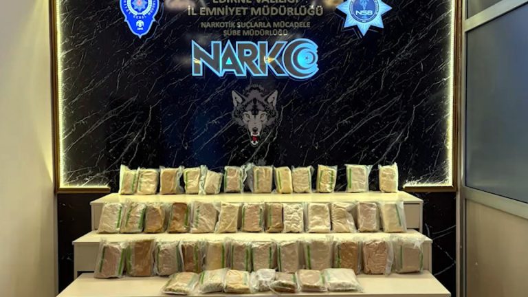 Edirne’de hudut kapısında tırdan 66 kilo uyuşturucu hammaddesi ele geçirildi