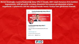 Ekrem İmamoğlu’nun Adı Değiştirilen Sosyal Medya Hesabına da Erişim Engeli