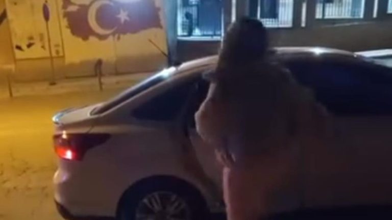 Elazığ’da bayan, öfkesini tartıştığı kişinin arabasından çıkardı