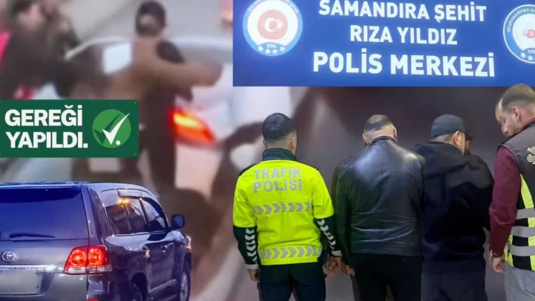 İstanbul’da aracıyla ters yönden gelip motosikletliye saldıran magandalar yakalandı
