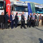 Kocaeli’den Gazze’ye 10 yardım tırı düzenlenen törenin ardından yola çıktı