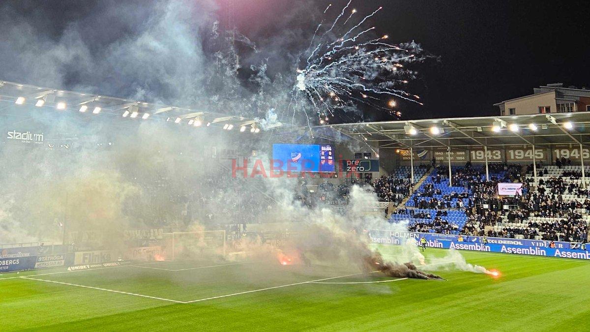 Küme düşen Norrköping taraftarları alana ziyan verdi