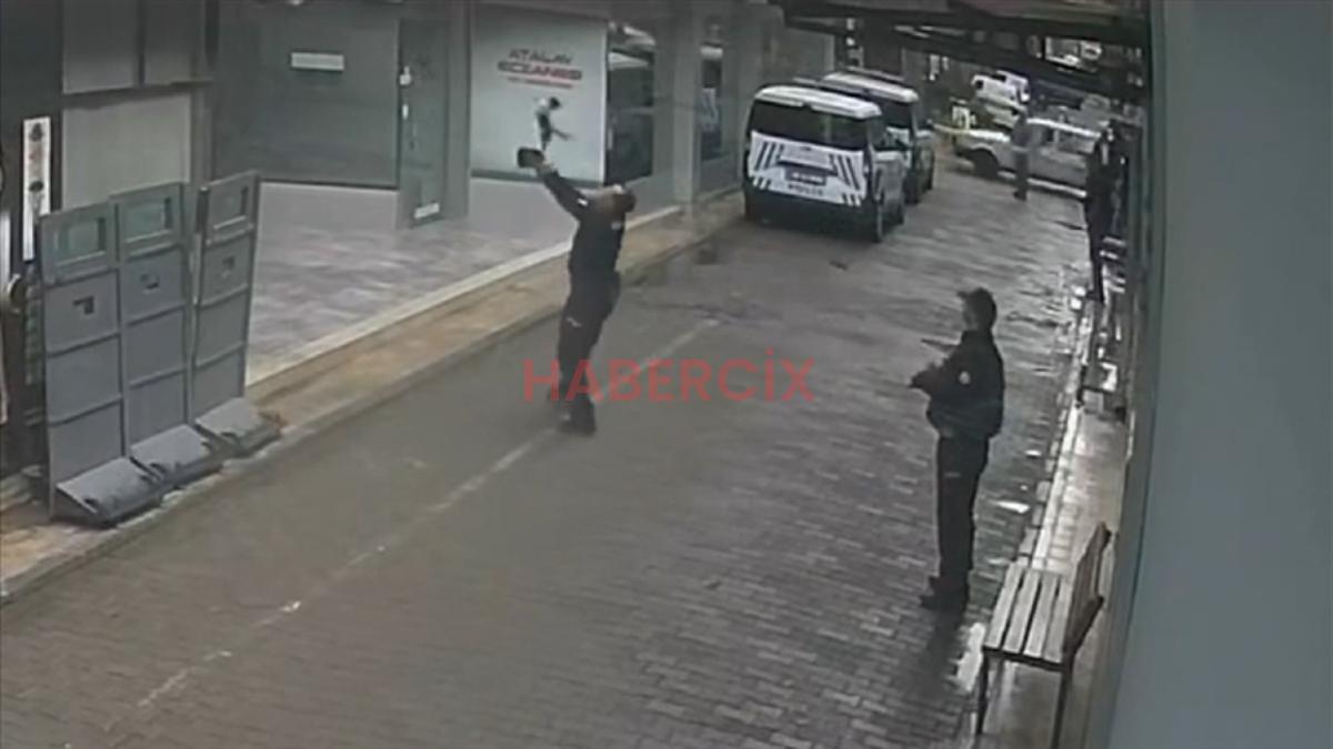 Manisa’da binadan düşen kediyi polisin süratli atılımı kurtardı