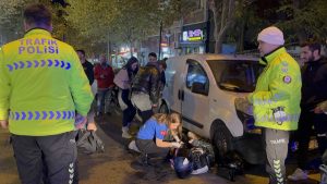 Tekirdağ’da kazaya karışan motosikletliye bakarken kaza yaptı